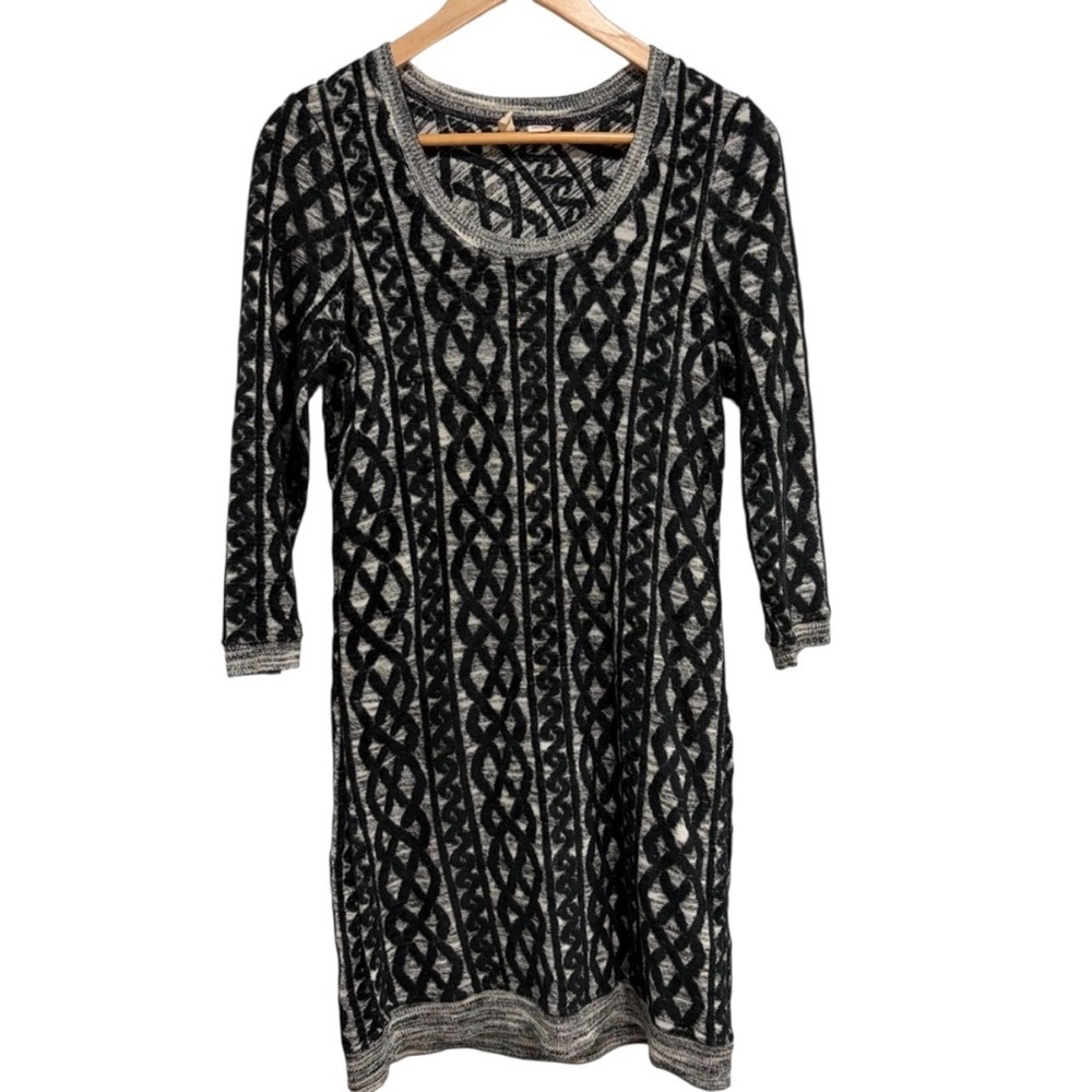 2/$40 Moth Anthropologie Sweater Dress Flocked Pattern Long Sleeve Scoop Neck